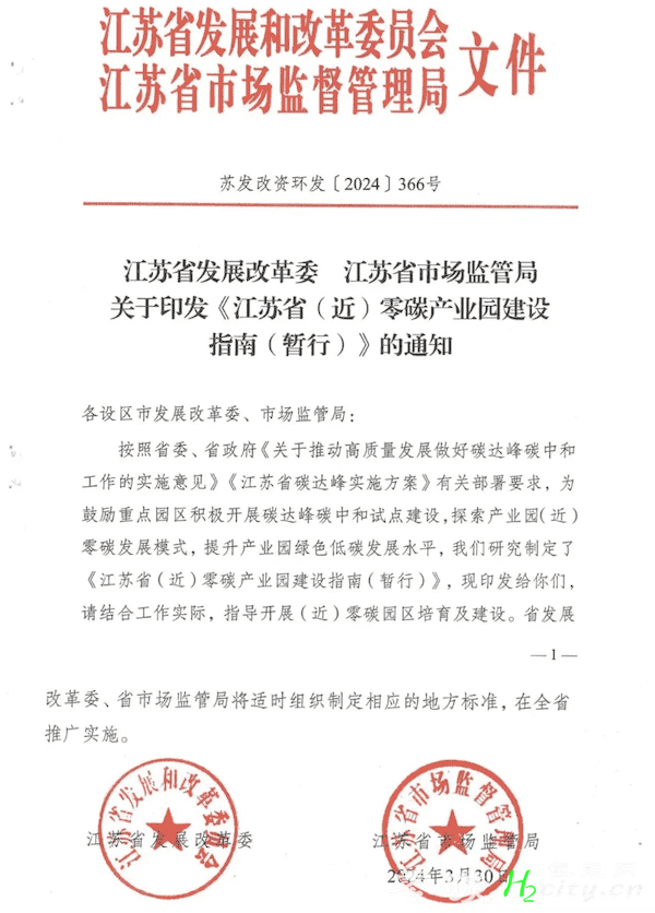 江苏：因地制宜发展风光储氢项目，丰富绿电制氢、燃气掺氢燃烧等应用场景